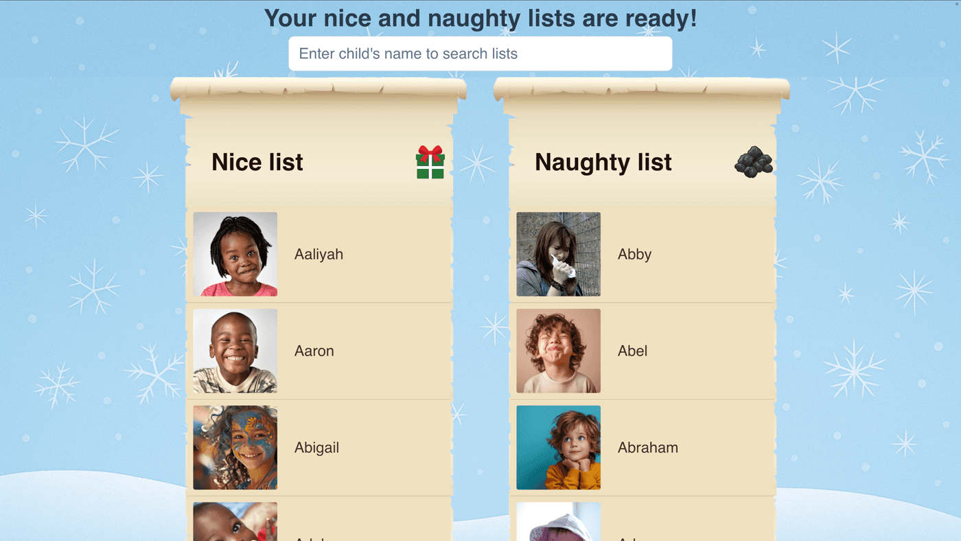 Nice and naughty list feature preview