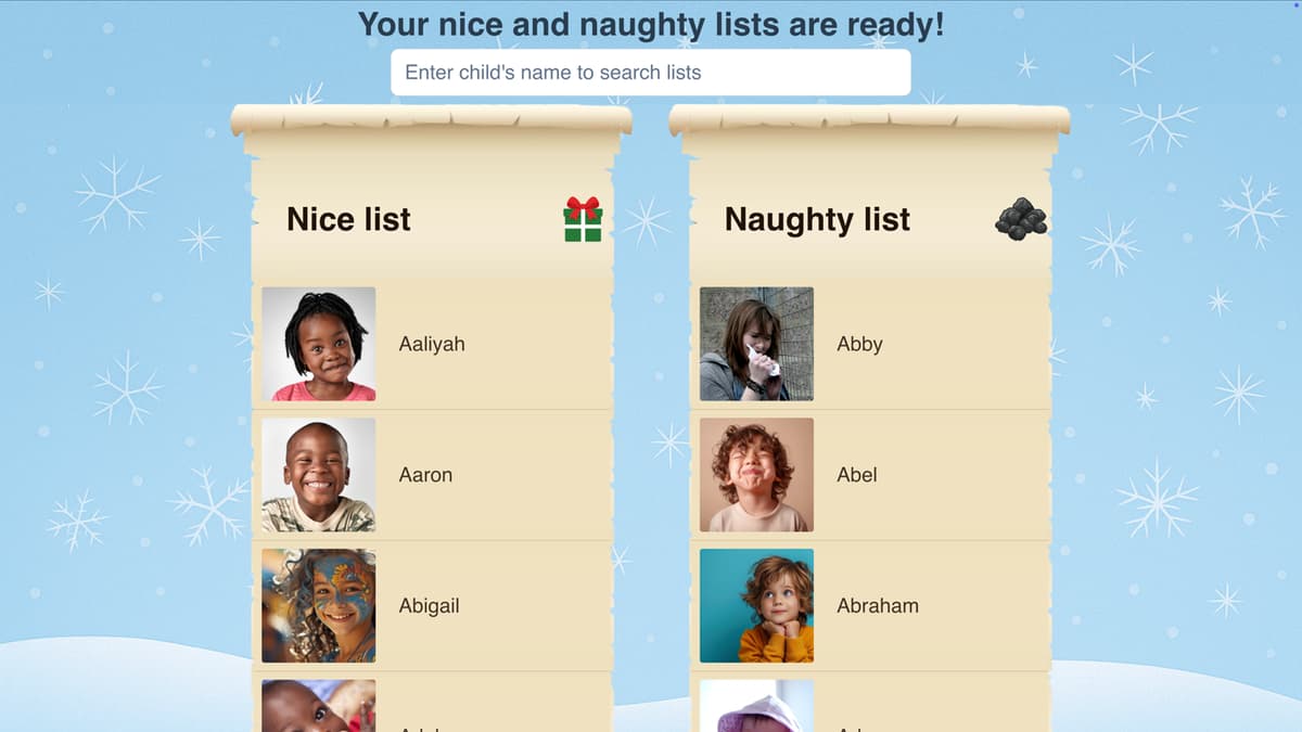 Nice and naughty list feature preview