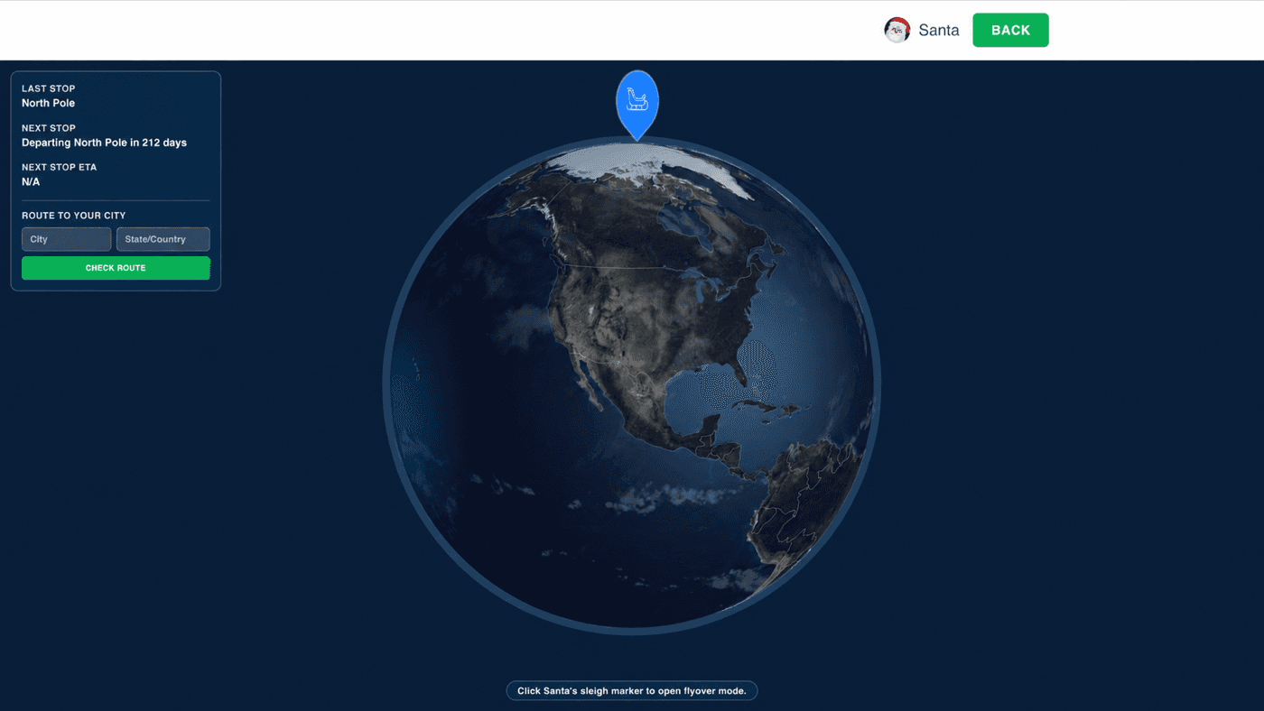 Santa tracker globe feature preview