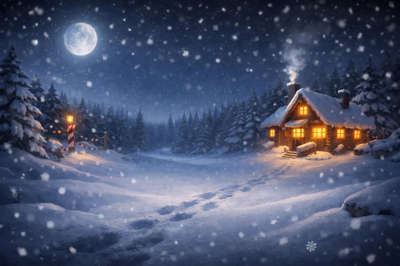 Snowy North Pole workshop background for the Which Reindeer Are You Quiz