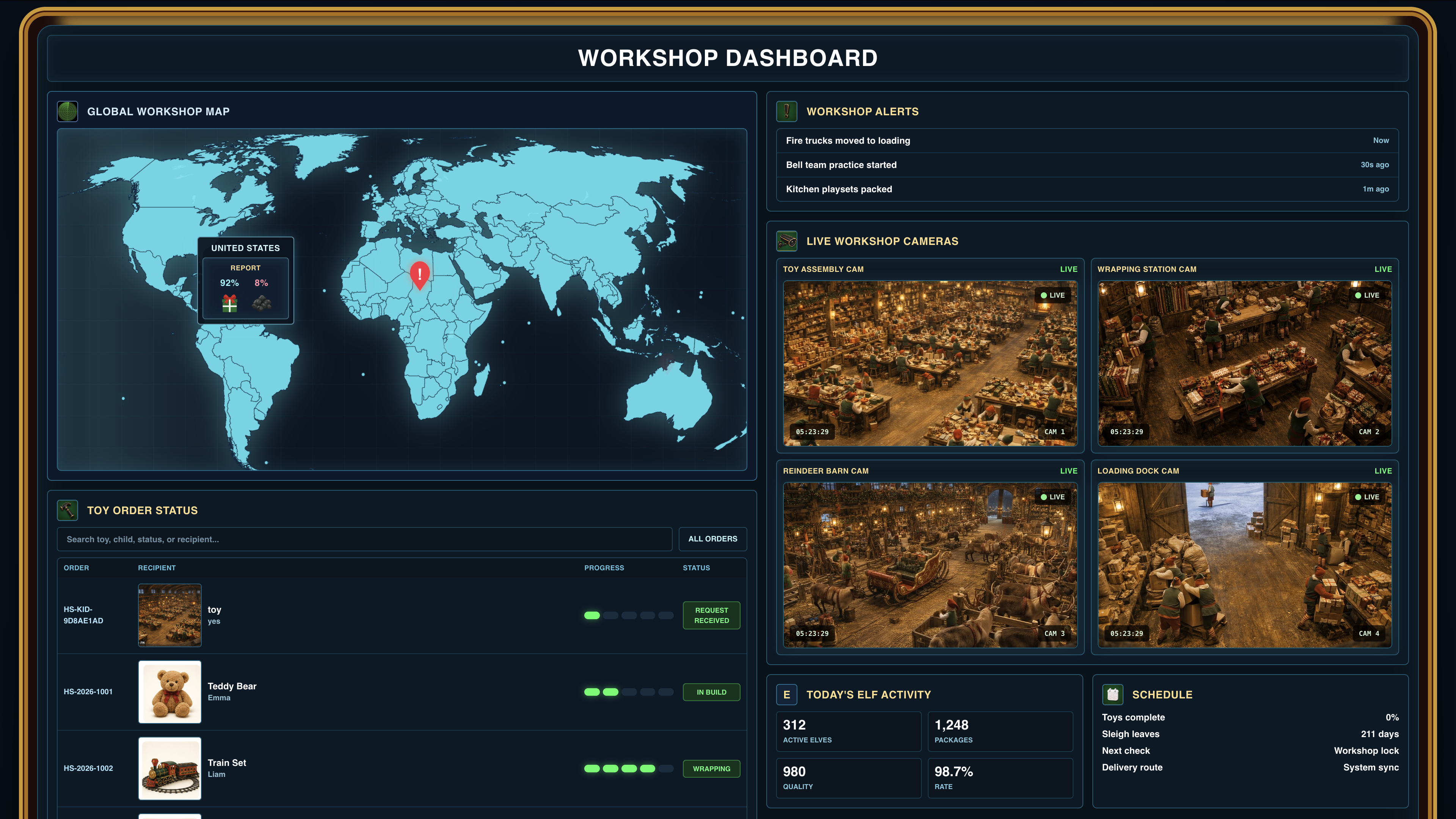Santa workshop dashboard preview