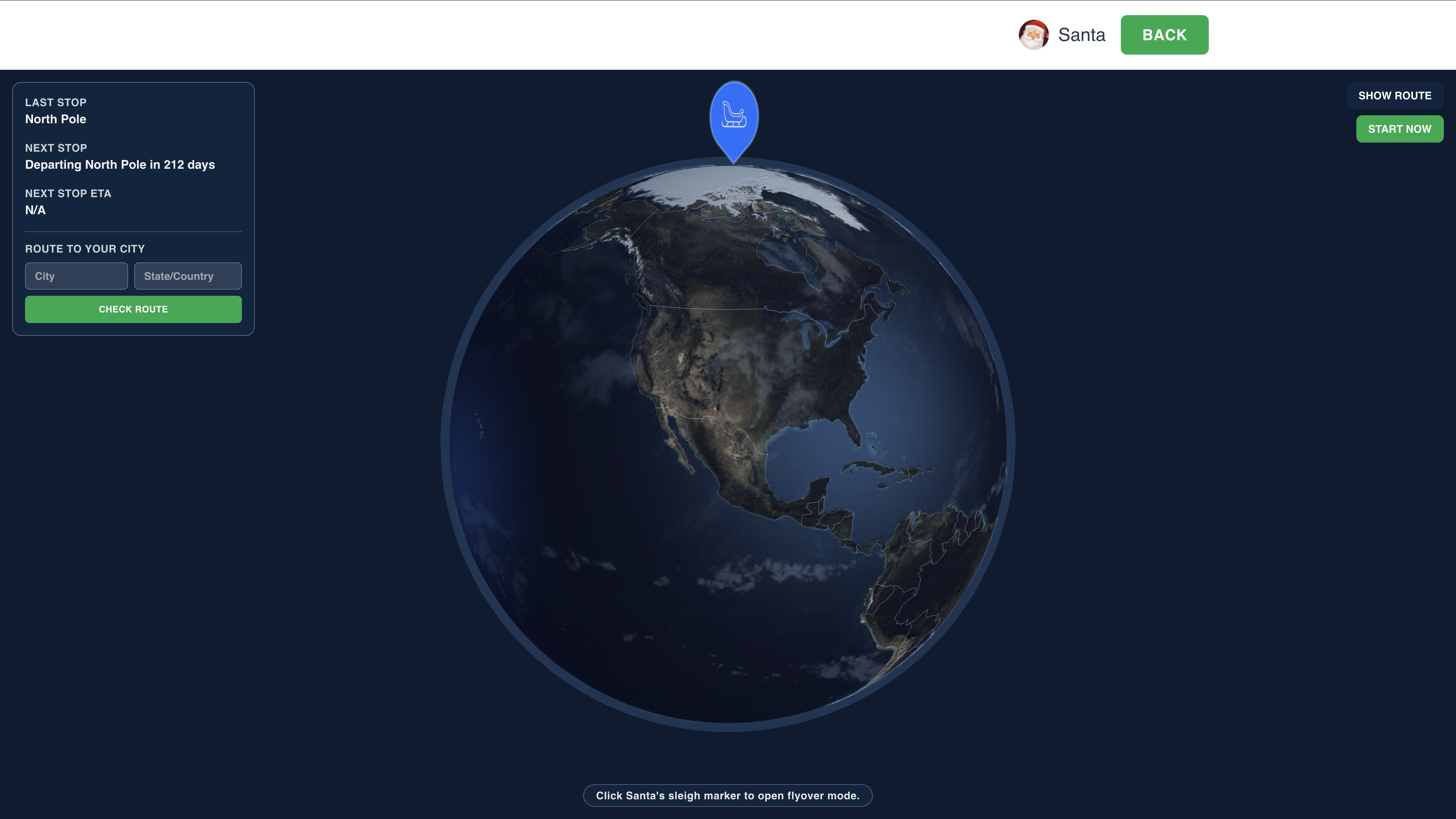Santa tracker globe feature preview